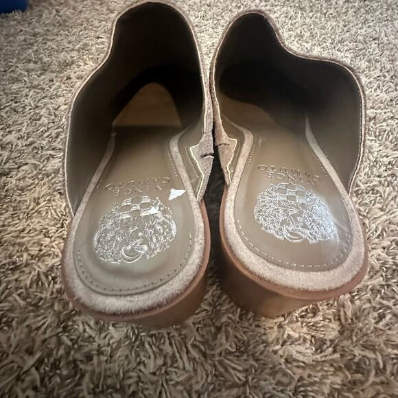 VINCE CAMUTO RIMINDEL PLATFORM CLOG WOMENS GRAY BROWN MULE HEELS LEATHER - Picture 3 of 6